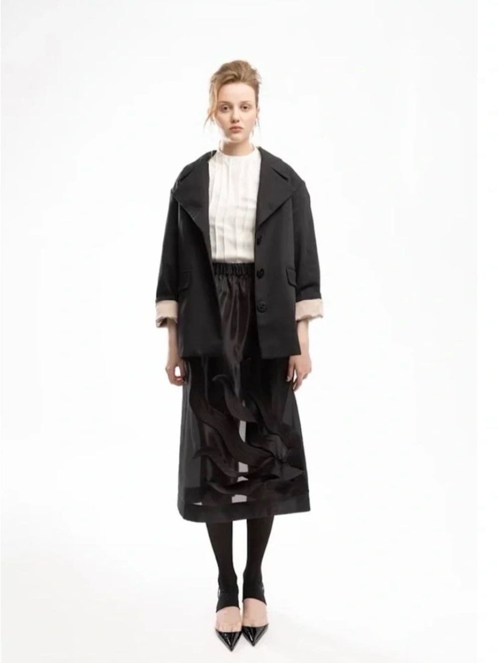 NWT Black Ruffled Midi Skirt - Women's Black Midi Skirt - Picture 12 of 12